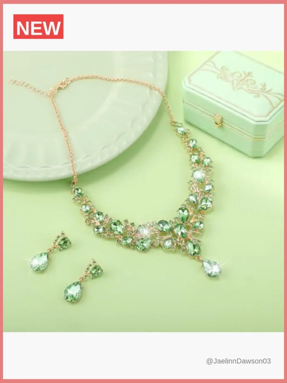 Teardrop Cluster Crystal Necklace Earring Set Bridal Wedding Jewelry